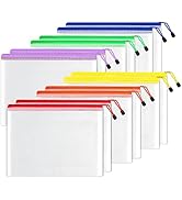 SUNEE Plastic Mesh Zipper Pouch 7x11 in (6 Colors, 12 Packs), Small Water-Resistant Zip Bag for S...