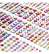 1200+ PCS Self Adhesive Gems Stickers,14 Sheets Rhinestone Stickers for DIY Craft,8 Shapes Sparkl...