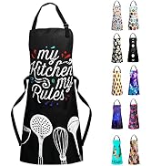 Sosolong Adjustable Waterproof Apron Bib Apron with 2 Pockets Cooking Kitchen Aprons for Women Me...