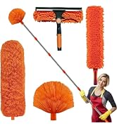 20 Foot High Reach Duster Kit with 3-14 ft Spliceable Pole // High Ceiling Dusting and Window Cle...