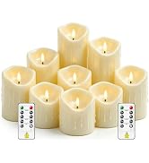 Xavnero 9 Pcs Flickering Flameless LED Pillar Candles, (D 3" x H 3" 4" 5" 6" 7") Battery Operated...