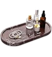 Oval Marble Bathroom Vanity Tray, Natural Luxury Marble Home Kitchen Bathroom Table Tray, Stone D...