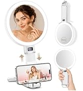 MIYADIVA Upgraded Gen 2 Travel Makeup Mirror with Lights, Height Adjustable 30X/1X Magnifying Mir...