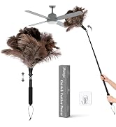 Nicemiya Extendable Ostrich Feather Duster with 17-42 inch Rotatable Aluminum Alloy Pole, Natural...