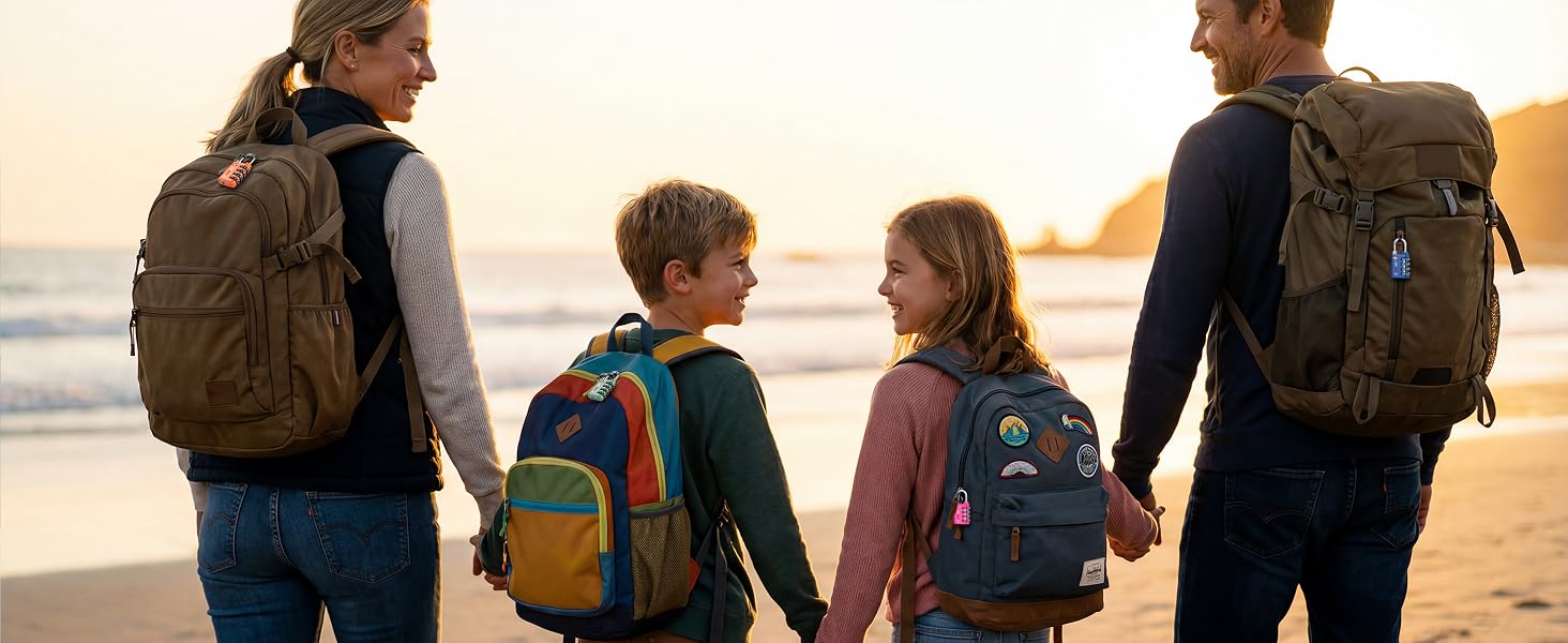Travel backpack locks for family trips and outdoor use from forge