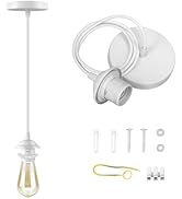 LYOOWNG White Pendant Light Kit, Vintage Hanging Light Cord, E26 E27 Ceiling Pendant Light Fixtur...