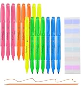 craftinova Assorted Colors Fluorescent Highlighters, 15 Count, with 120 Pcs Sticky Index Tabs, Ch...