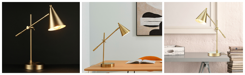 Globe Electric 52887 Tacoma desk lamp, 18" 1-Light, Brass