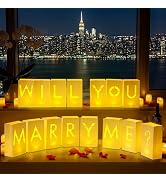 Velsyn Luminary Paper Bags Wedding Proposal Decorations “Will You Marry me?” Light up Letters Sig...