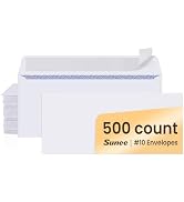 SUNEE #10 Security-Tinted Self Seal Envelopes – 500 Pack White Windowless Mailing Envelopes, 24LB...