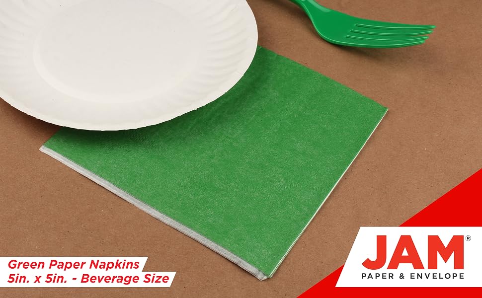green beverage size paper napkins