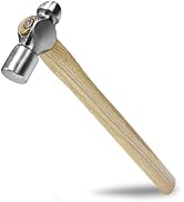 Ball Peen Hammer with Wood Handle - Small Metal Hammers, 16 OZ Metal Working Hammer for Blacksmit...