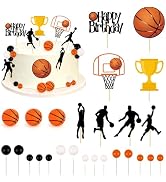 Hooqict 26Pcs Basketball Cake Decorations Set with Mini Balls, Players, Happy Birthday Basketball...