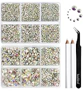 Beadsland 8300PCS Flatback Rhinestones, AB Crystal Rhinestone Round Crystal Rhinestones for Craft...