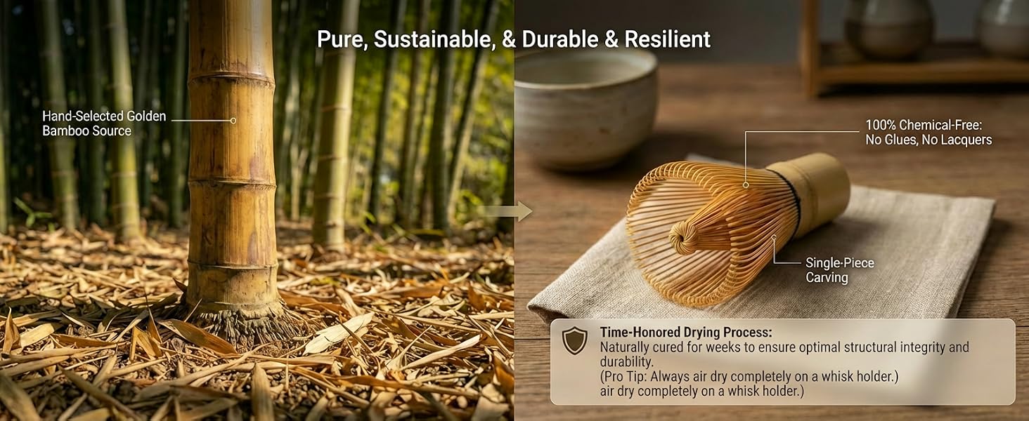 Handcrafted White Bamboo Chasen. 100% natural, chemical-free &