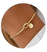 Turandoss Gold Initial Bracelets for Women - Dainty Gold Knot Letter A-Z Initial Bracelet for Wom...