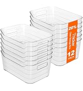 Hudgan 12 Pack Clear Storage Bins for Fridge, Plastic Pantry Organizer Containers for Home, Kitch...
