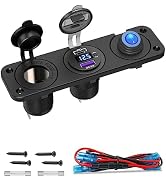 Cigarette Lighter Socket 12V USB with Rocker Toggle Switch, Qidoe PD 20W USB C and QC3.0 Car USB ...