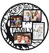 Fosinz Family Tree Picture Frame Collages for Wall Decor Metal Multi Frames Round Circular Circle...