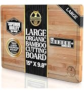 Deer & Oak Premium Large Bamboo Cutting Board – 15" x 9.8" x 0.8" Wooden Chopping Board for Meat ...