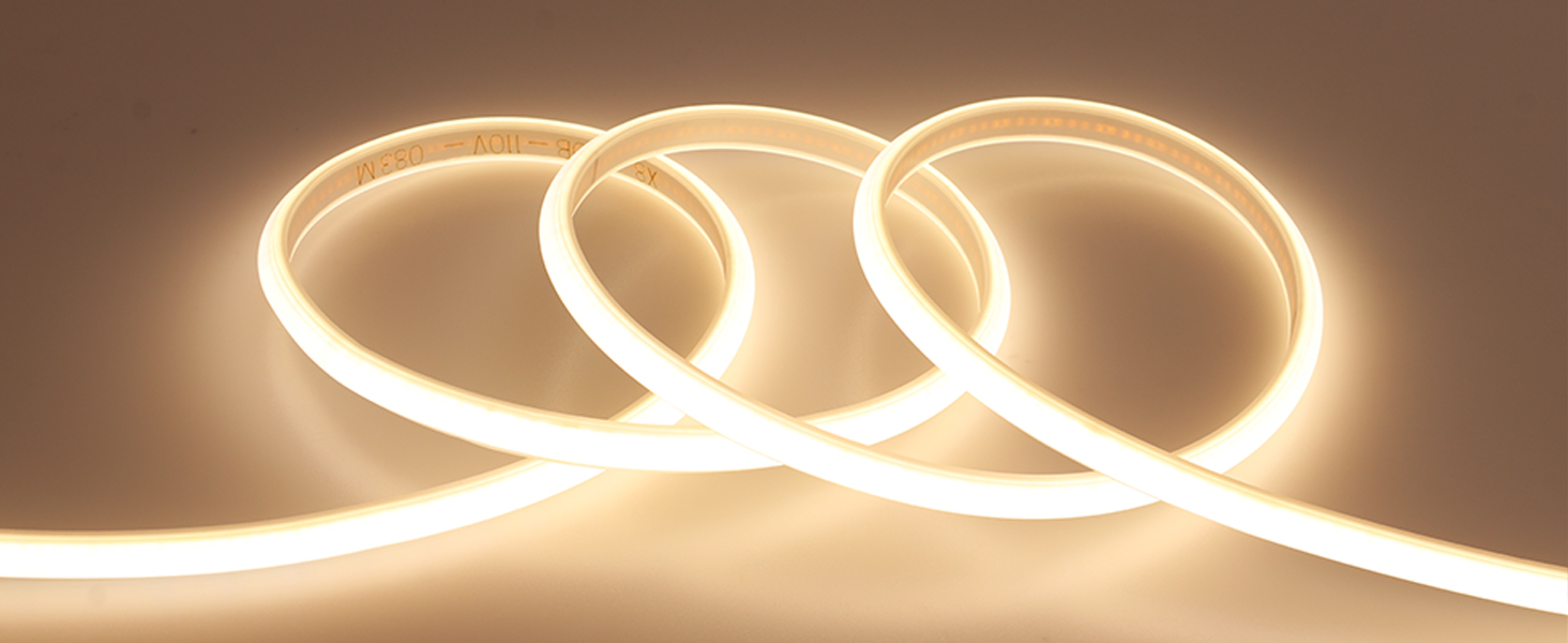 AC 110V COB LED Strip Light Outdoor Waterproof 65.6ft, LED Rope Light Flexible Cuttable for Bedroom
