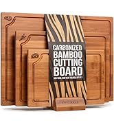 EDELHAUS Carbonized Bamboo Cutting Boards – Cutting Board Set of 3 Heat Treated for Rich Color & ...
