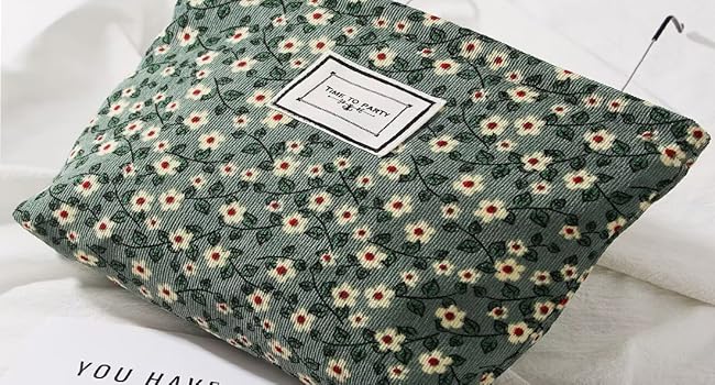green floral makeup bags