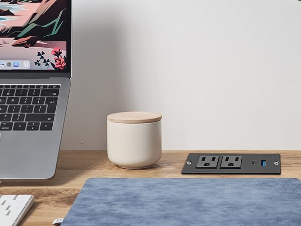 Desk Recessed Power Strip USB C