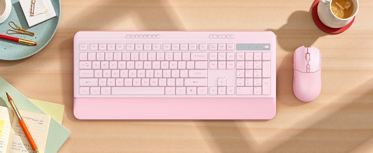 pink keyboard mouse with cover
