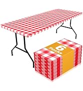Smiry Picnic Table Cloth 6 Pack, Waterproof Elastic Fitted Tablecloths for 6FT Rectangle Tables, ...