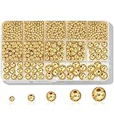 Laopottbeads 1225 Pcs Gold Beads with Oxidation-Resistant Finish, 4/6/8/10/12mm Round Beads DIY K...
