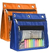 Yoeejob 1inch Expandable Pencil Pouch for 3 Ring Binder, 2 Pack Large Capacity Pencil Pouch with ...