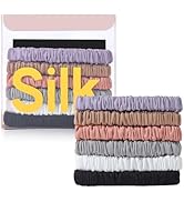 6Pcs Silk Hair Ties Small 22 Momme 100% Pure Mulberry Silk Scrunchies for Women Girls Thin Skinny...