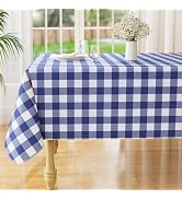 misaya Rectangle Waterproof Vinyl Table Cloth, Buffalo Flannel Backed Tablecloth, Wipeable Plasti...