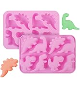 2 Pack Dinosaur Silicone Mold, Dinosaur Chocolate Molds, 8-Cavity Jello Mold for Candy Gummy Dess...