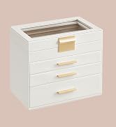 SONGMICS Jewelry Box with Glass Lid, 4-Layer Jewelry Organizer, 3 Drawers, for Sunglasses, Big Je...