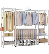 Homdox Heavy Duty Garment Rack with Extendable Hanging Rods, Adjustable Metal Clothing Rack for H...