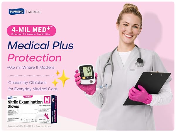 Supmedic Orchid Med+ Medical Plus protection nitrile medical gloves 4 mil