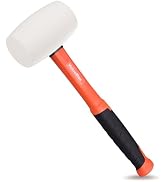 ValueMax 16oz Rubber Mallet Hammer, White | Fiberglass Handle, Solid Head, Soft Strikes Without D...