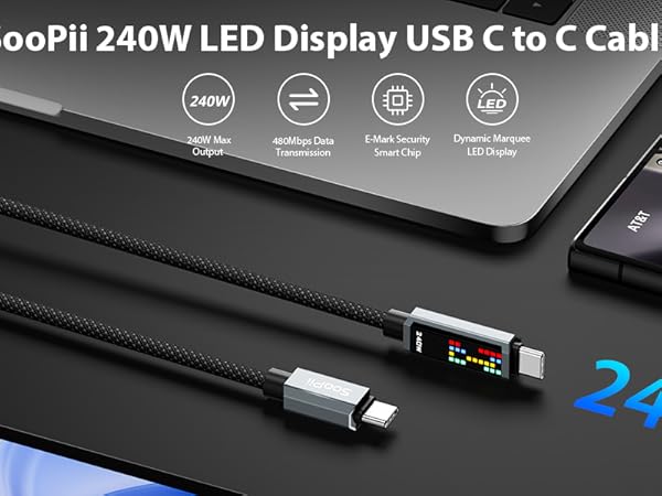 240W USB C to USB C Fast Charging Cable