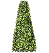 Patio Paradise 25.6" Artificial Boxwood Trees UV Resistant Decorative Buxus Tower, Topiary Fake T...