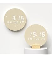 mooas Wood Moon Cordless Mini Digital LED Wall Clock, Date, Temperature, Auto Brightness, Digital...
