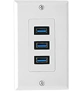 4.2A USB 3.0 Wall Plate, Halokny 3 Port USB3.0 Female Component Composite Wall Data Transmission ...