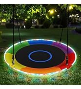 Trekassy 700lbs 40" Saucer Tree Swing for Kids Adults Outdoor with LED Lights, 2 Tree Hanging Str...