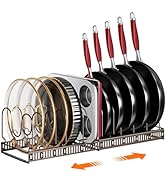MUDEELA Pots and Pans Organizer under Cabinet, Expandable Pan Organizers inside Cabinet with 12 A...