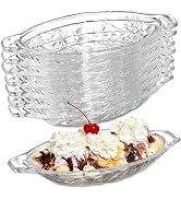 SOUJOY 8 Pack Banana Split Dish Boat, 8oz Acrylic Ice Cream Splits Plate, Clear Sundae Serving Bo...