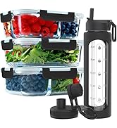 FIT Strong & Healthy 1, 2 & 3 Compartment Glass Meal Prep Containers with BLACK Lids (3 Pack, 35 ...