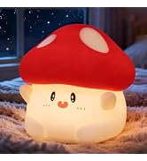 POSSHE Mushroom Night Light with Squishy Soft Silicone, RGB Flashing Color, Dimmable Rechargeable...