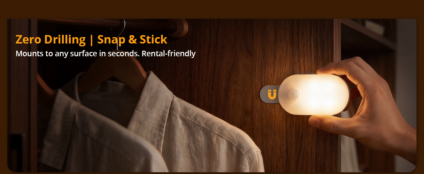 Portable night light snap & stick