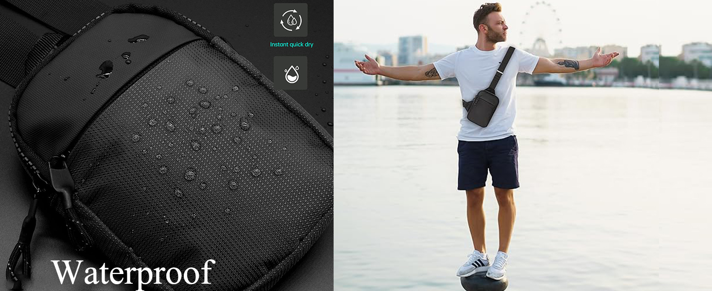 Mini Crossbody Sling Bag Chest Bag Water Resistant shoulder bag Running Phone Holder for Men Women